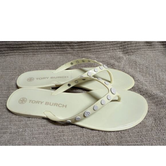 Tory Burch Studded Jelly Thong Cream Size 9 Flip Flop - Picture 5 of 8